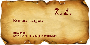 Kunos Lajos névjegykártya